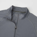 Evans Recycled Performance Half Zip for Women Transfer - Steel Grey - Detail Collar