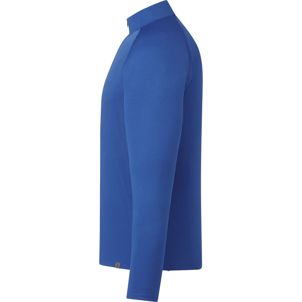 Evans Recycled Performance Quarter Zip for Men Laser Engraving - New Royal - Left Side