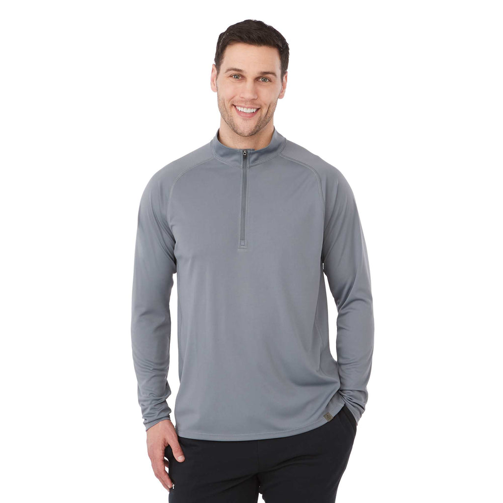 Evans Recycled Performance Quarter Zip for Men Laser Engraving - Steel Grey - Front On Model