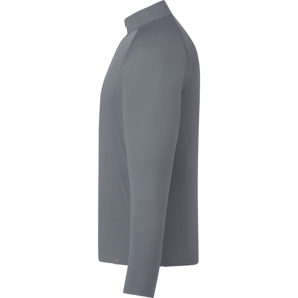 Evans Recycled Performance Quarter Zip for Men Laser Engraving - Steel Grey - Left Side
