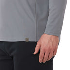 Evans Recycled Performance Quarter Zip for Men Transfer - Steel Grey - Detail On Model