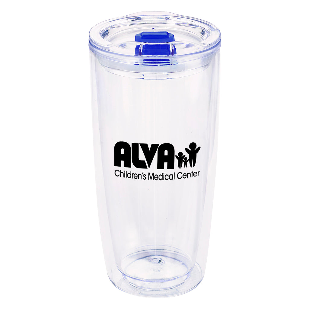 Everest Clarity Recycled Tumbler, 19 oz - Clear with Blue - Silk Screen