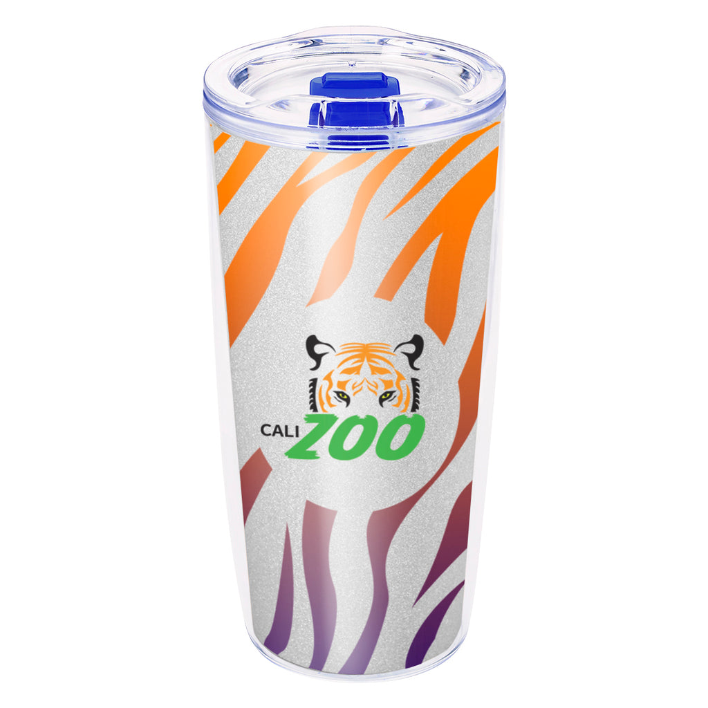 Everest Clarity Recycled Tumbler with Insert, 19 oz - Clear with Blue - Full Color