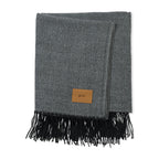 Everlasting Herringbone Throw Blanket with Fringe Laser Engraving - Black - View 2