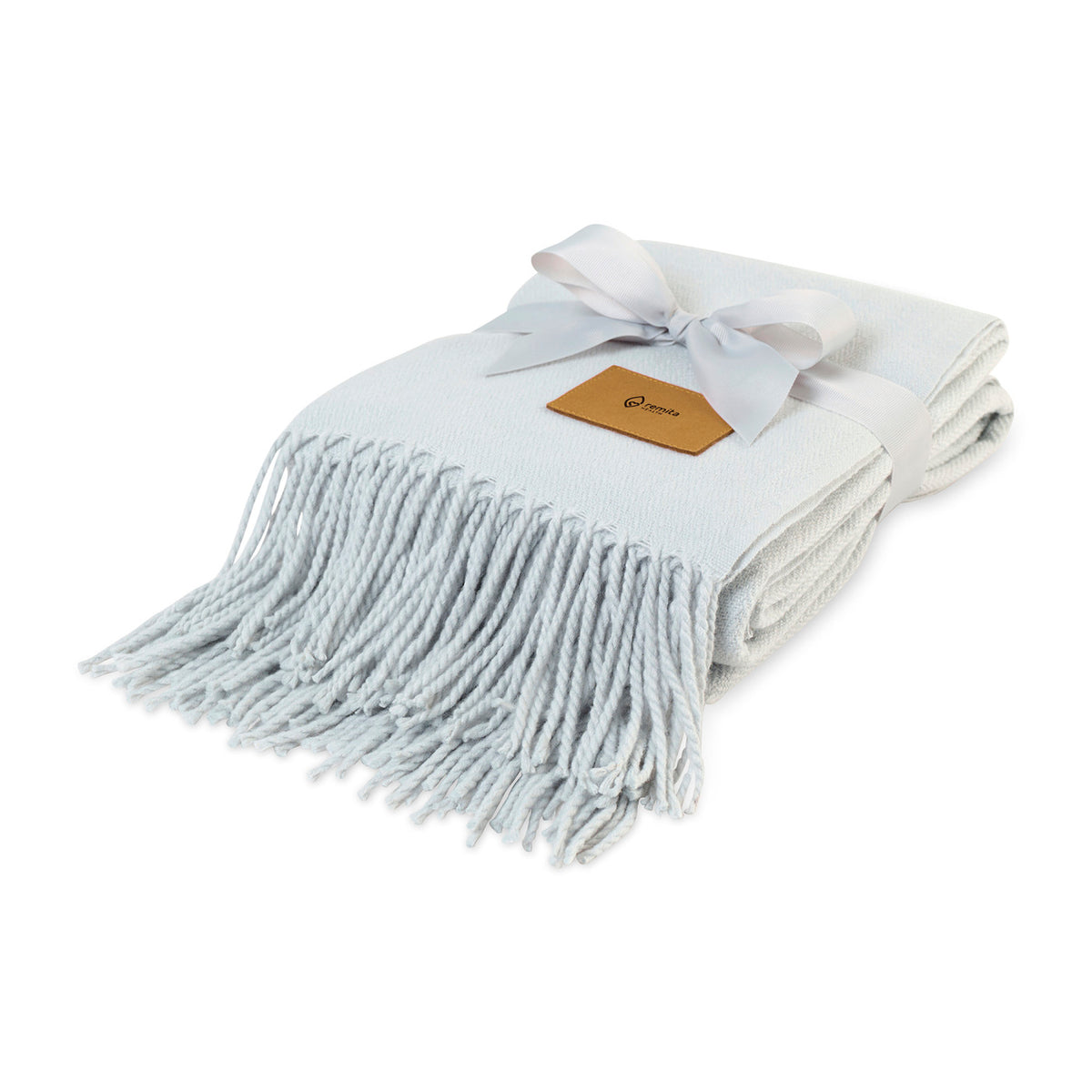 Everlasting Herringbone Throw Blanket with Fringe Laser Engraving - Soft Grey Herringbone - View 1