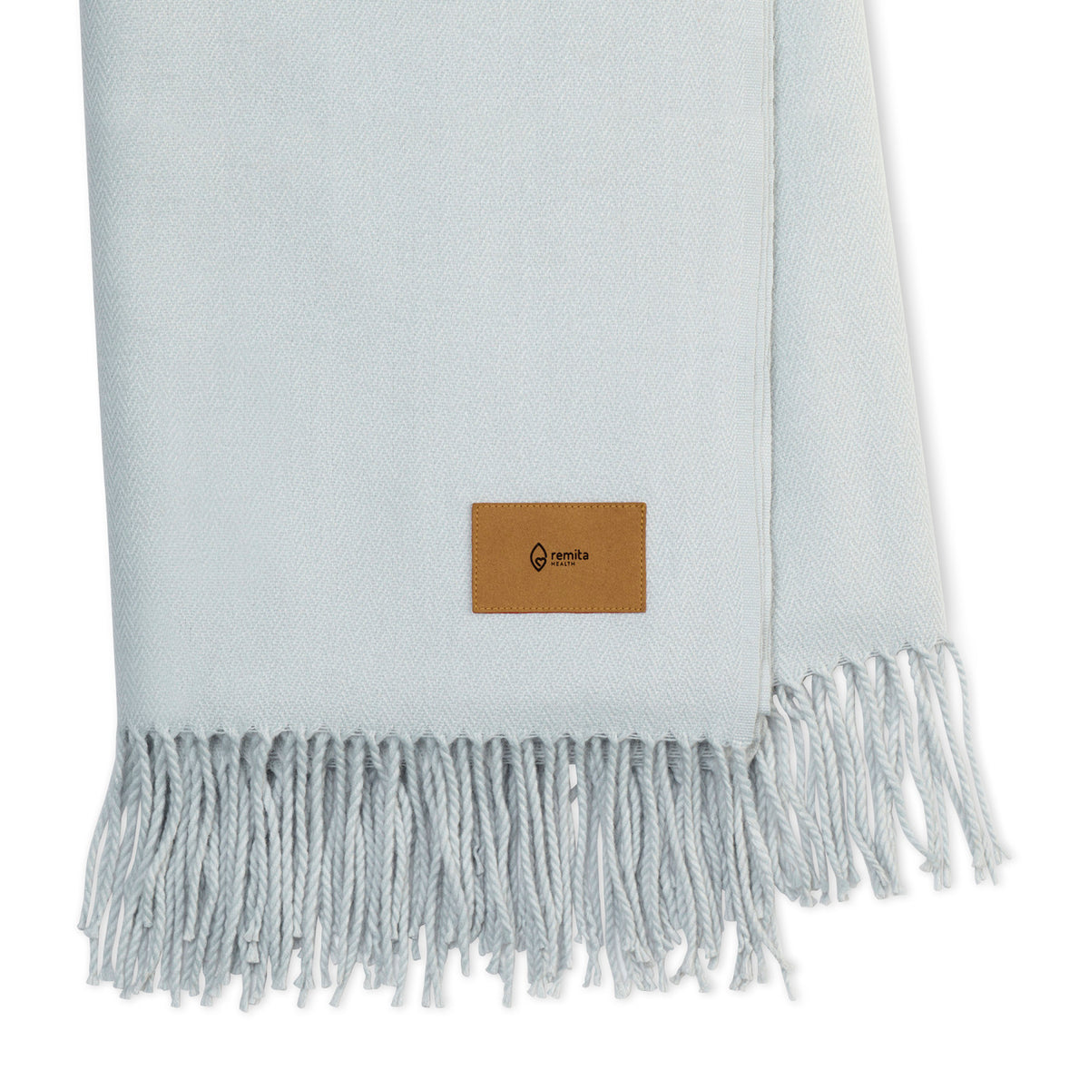Everlasting Herringbone Throw Blanket with Fringe Laser Engraving - Soft Grey Herringbone - View 2