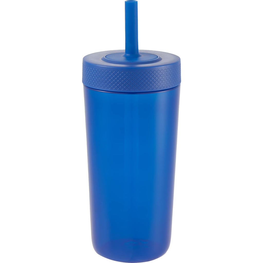 Everywhere Recycled Plastic Straw Tumbler, 22 oz - Royal - Back