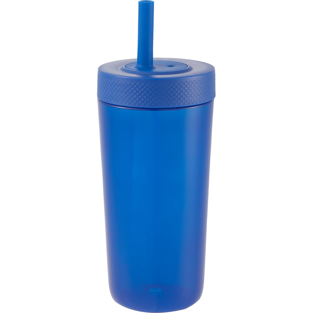 Everywhere Recycled Plastic Straw Tumbler, 22 oz - Royal - Left Angle