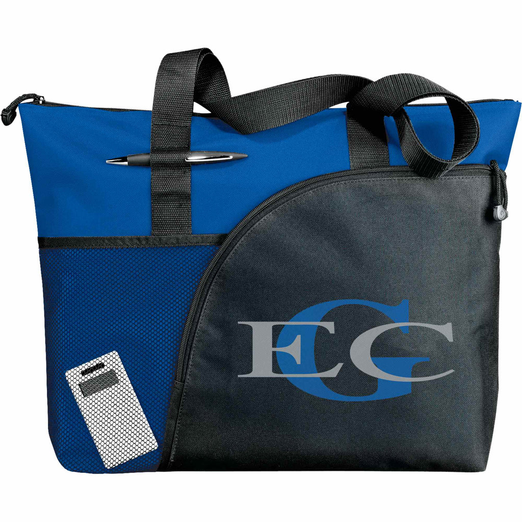 Excel Sport Zippered Business Tote with ID Window Embroidery - Royal - Front