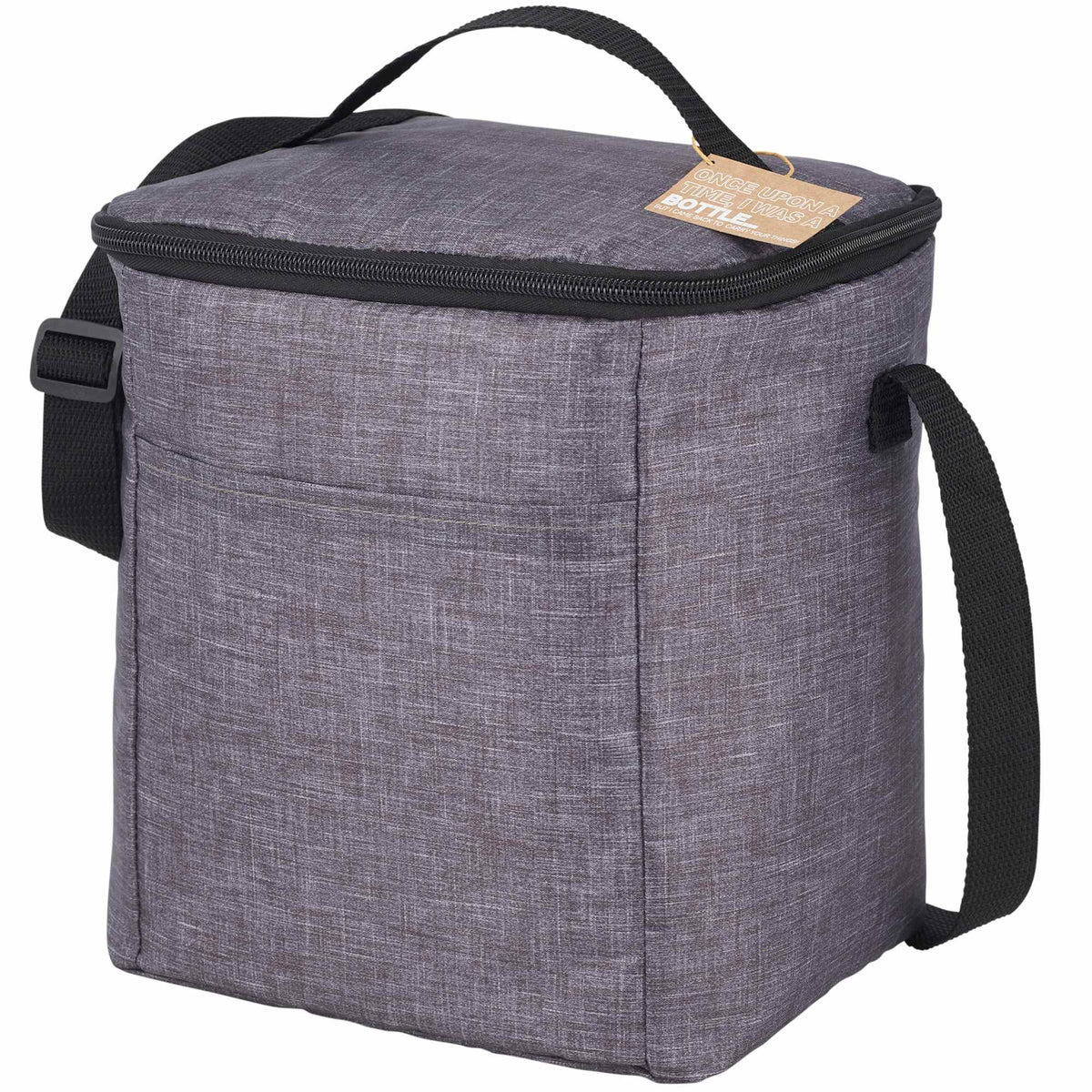 Excursion Recycled Lunch Cooler for 6 Cans Embroidery - Charcoal - Left Angle 2