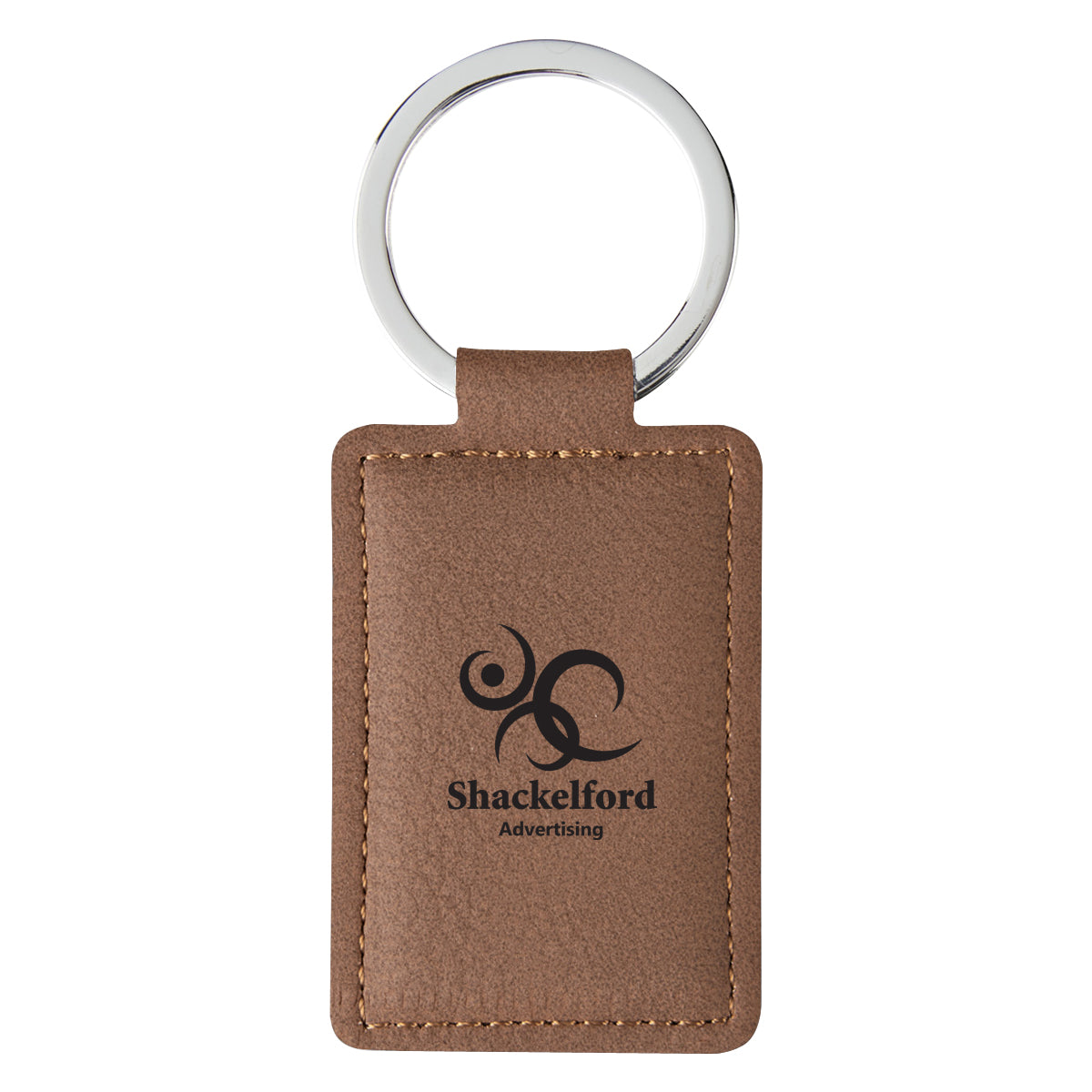 Executive Key Tag in Leatherette - Brown - Silk Screen