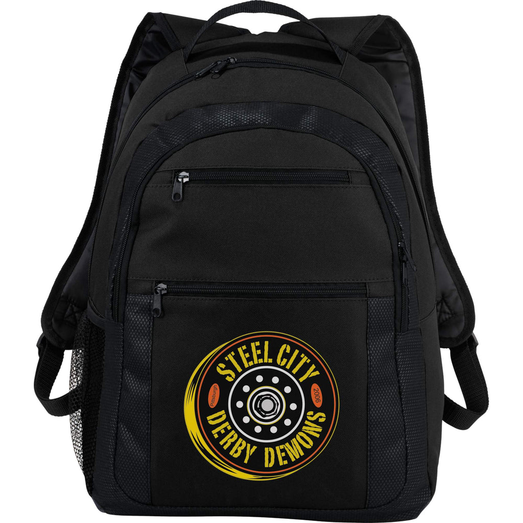 Executive Laptop Backpack with Organizer Panel, 15 Inch Full Color - Black - Front