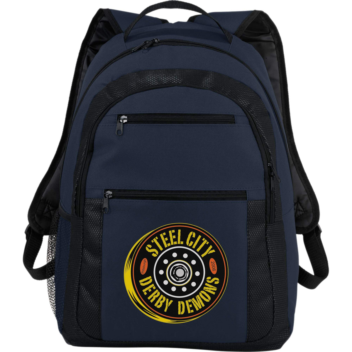 Executive Laptop Backpack with Organizer Panel, 15 Inch Full Color - Navy - Front