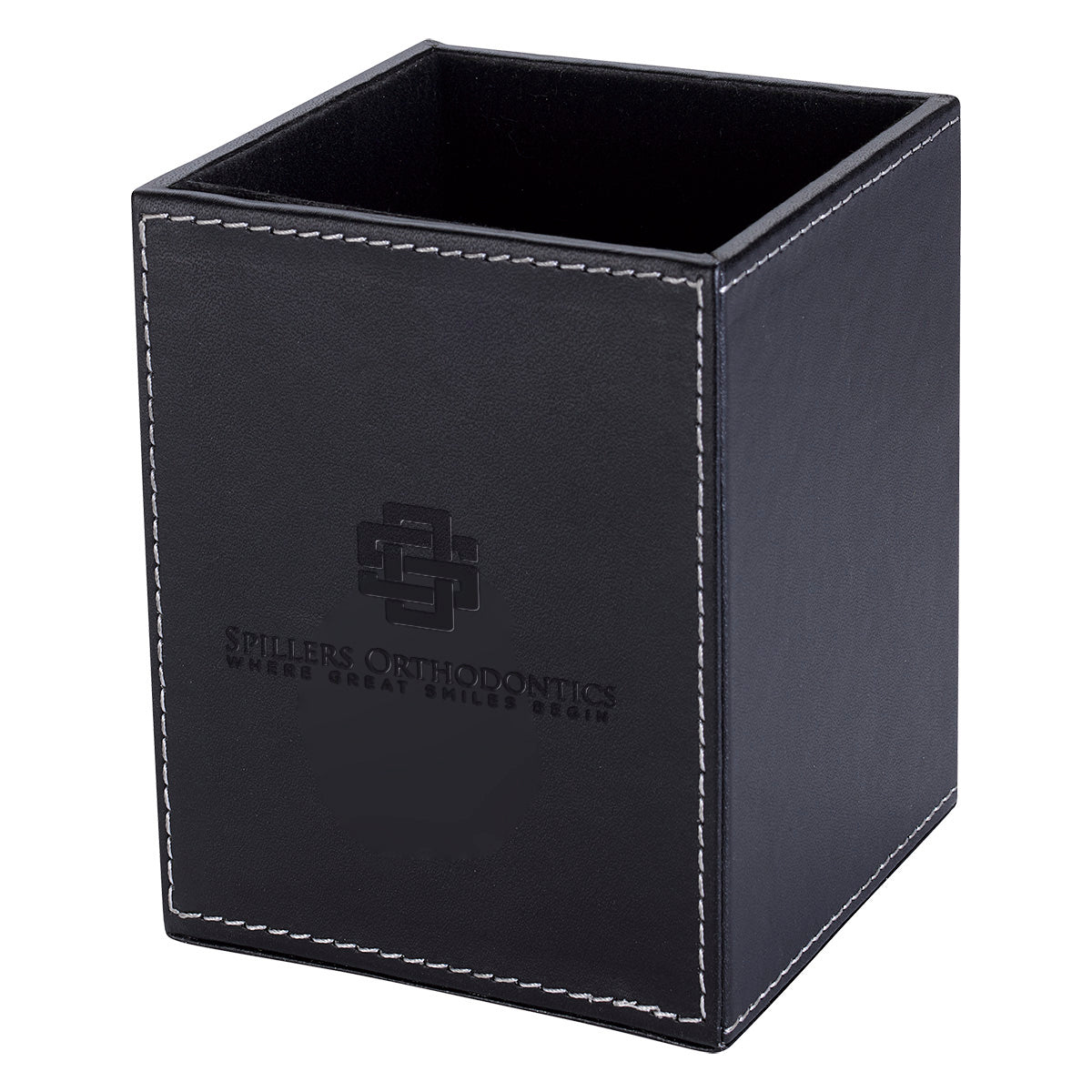 Executive Pen and Pencil Cup - Black - Debossing