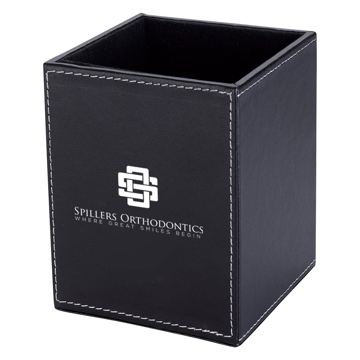 Executive Pen and Pencil Cup - Black - Silk Screen