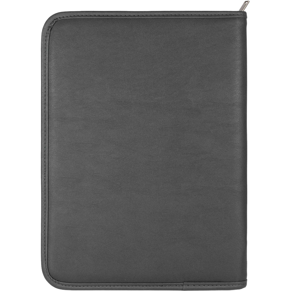 Executive Zippered Padfolio in Recycled Leather - Black - Front 3