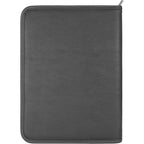 Executive Zippered Padfolio in Recycled Leather - Black - Front 3