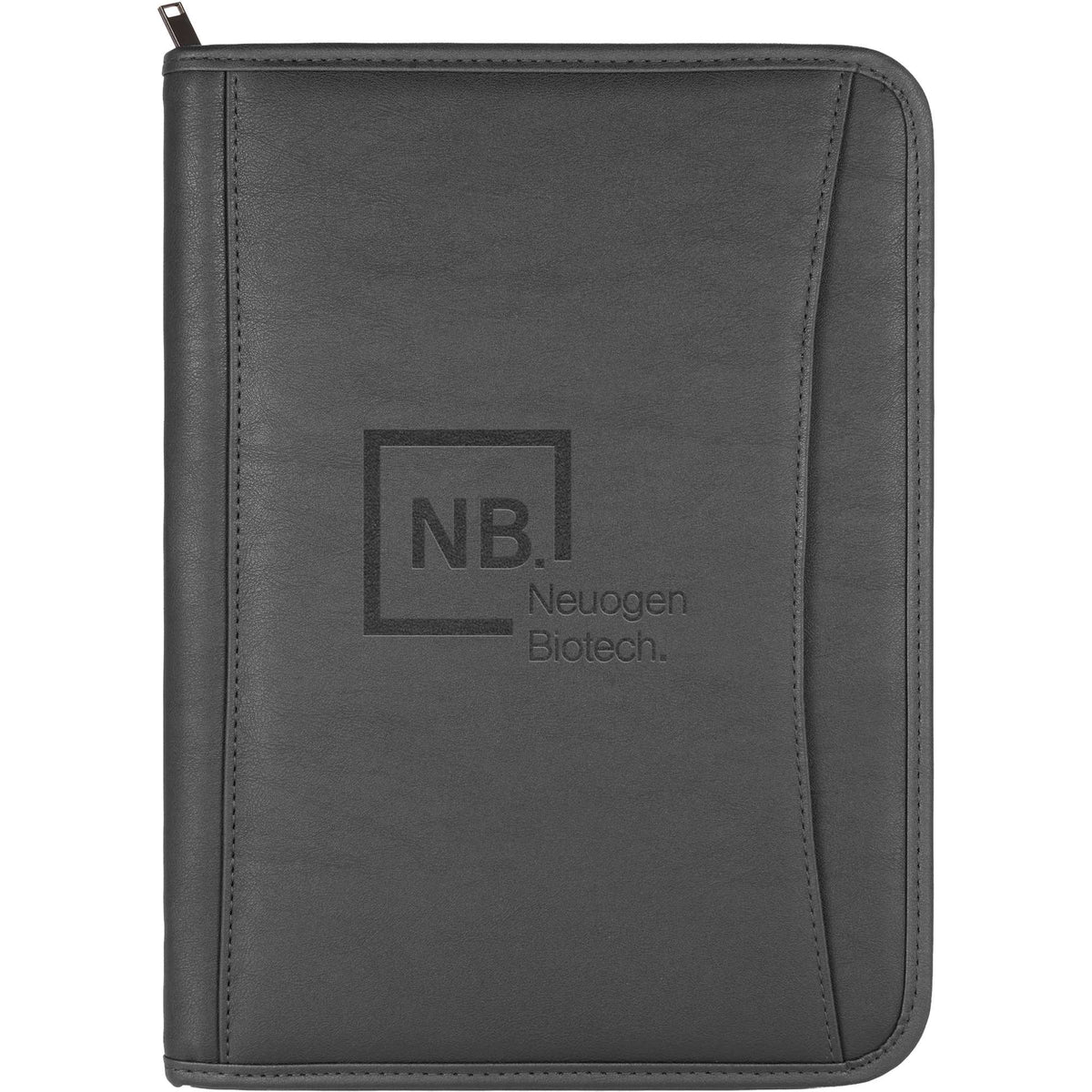 Executive Zippered Padfolio in Recycled Leather - Black - Front Test