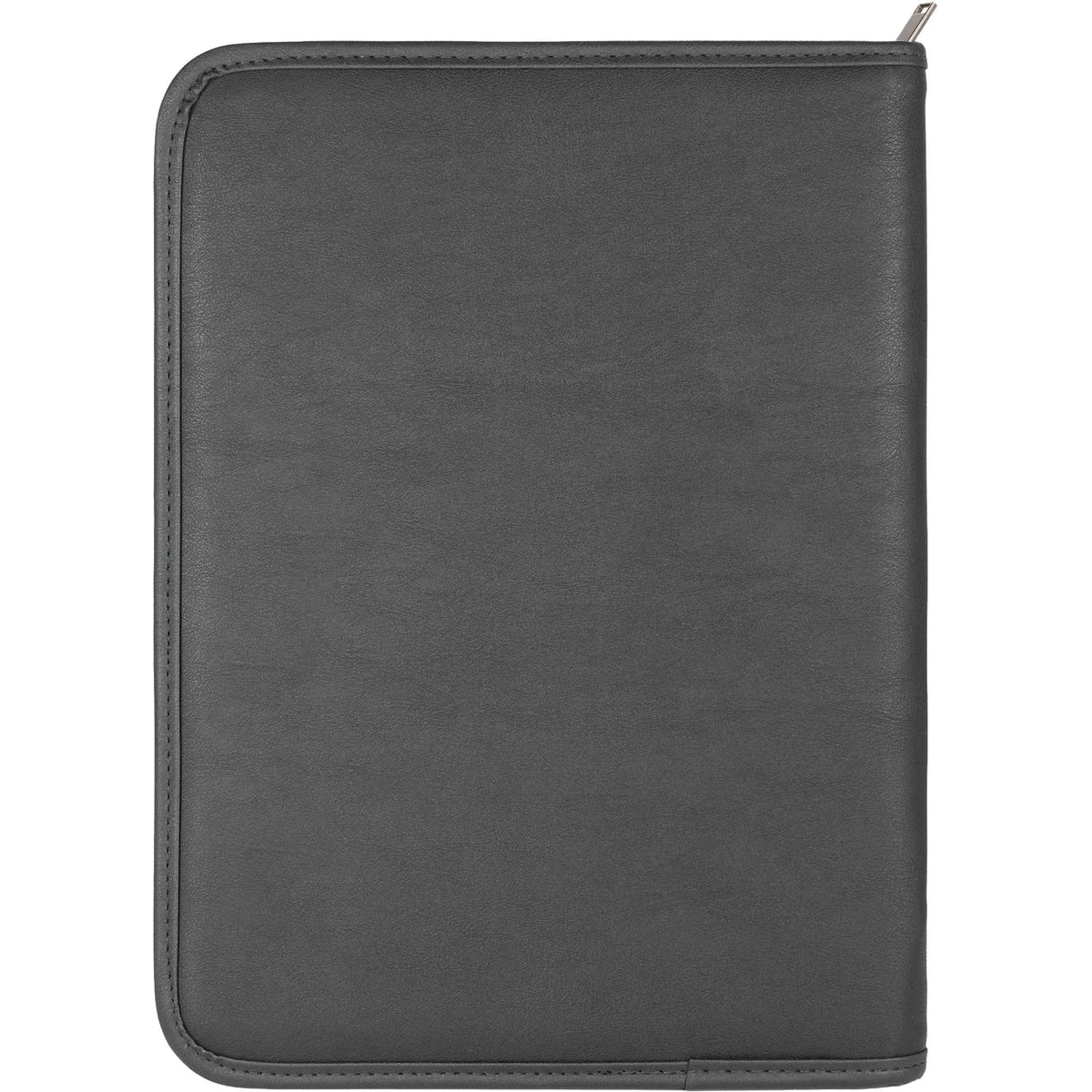 Executive Zippered Padfolio in Recycled Leather Transfer - Black - Front 3