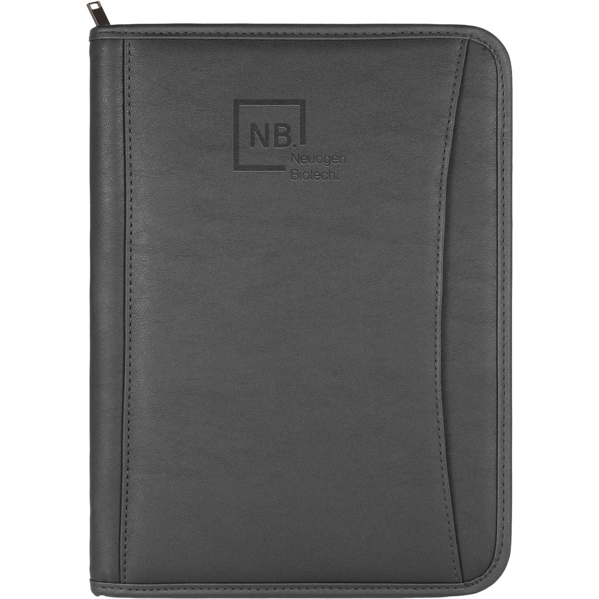 Executive Zippered Padfolio in Recycled Leather Transfer - Black - Front