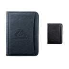 Executive Zippered Padfolio in Recycled Leather Transfer - Blue - Front Group