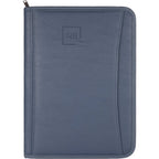 Executive Zippered Padfolio in Recycled Leather Transfer - Blue - Front