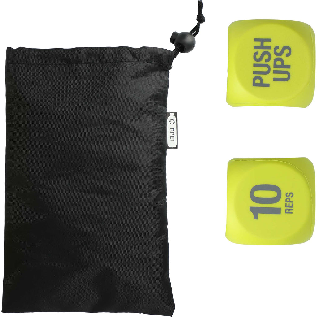 Exercise Dice Set in a Recycled Pouch Transfer - Yellow - Front