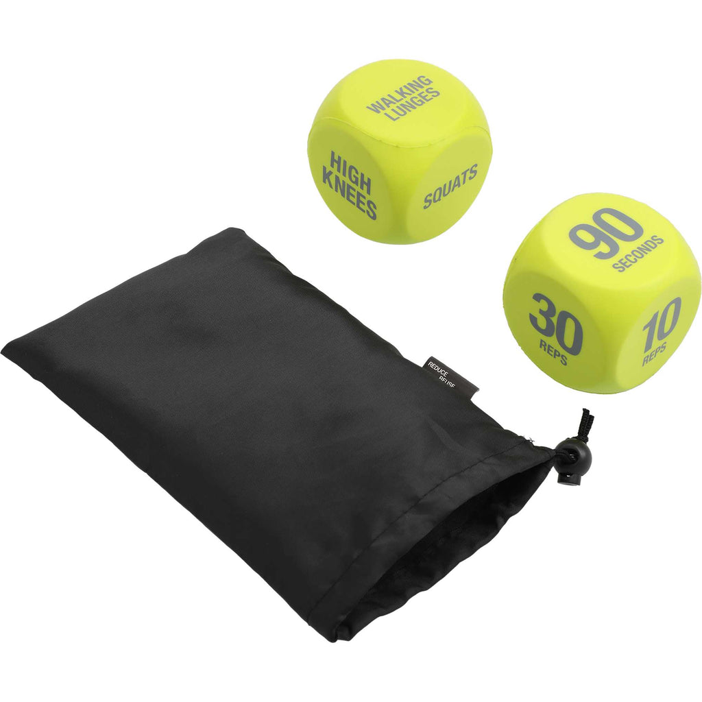 Exercise Dice Set in a Recycled Pouch Transfer - Yellow - Left Angle 5