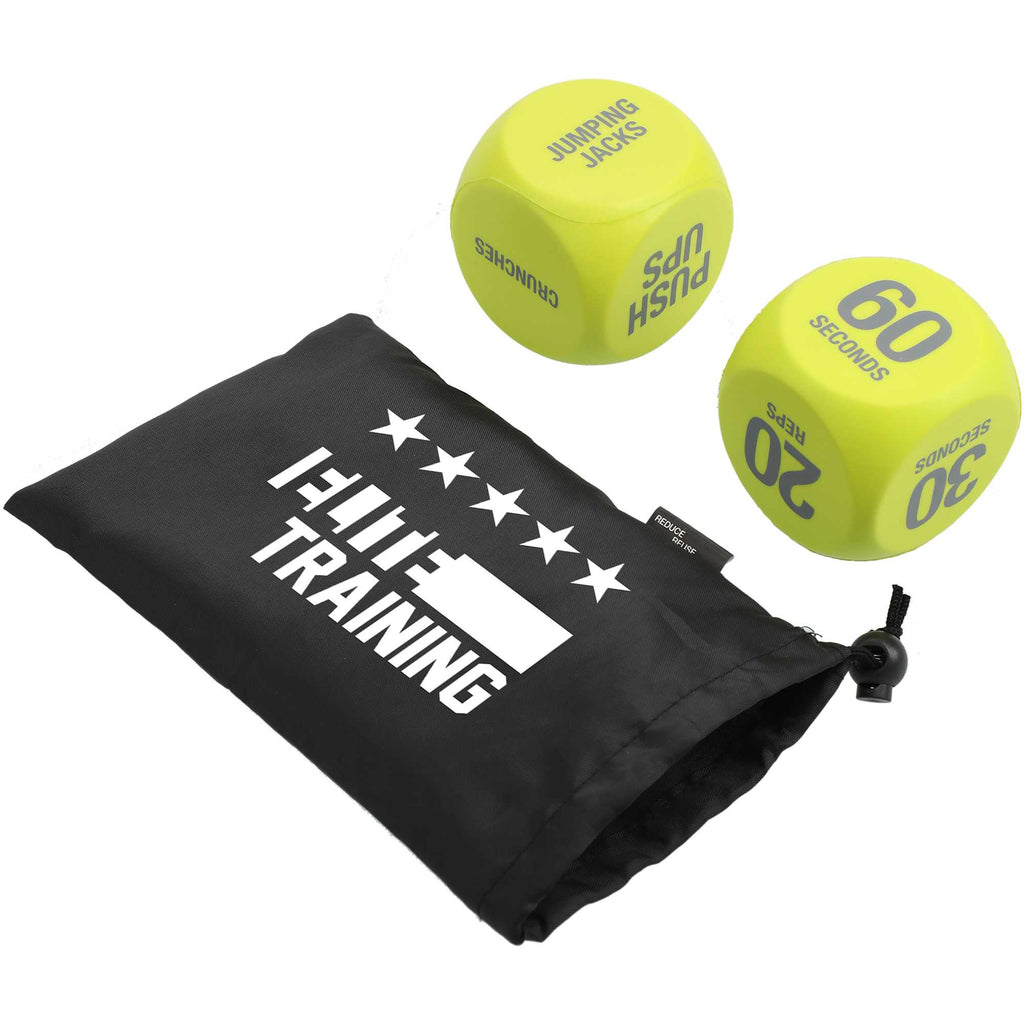 Exercise Dice Set in a Recycled Pouch Transfer - Yellow - Left Angle