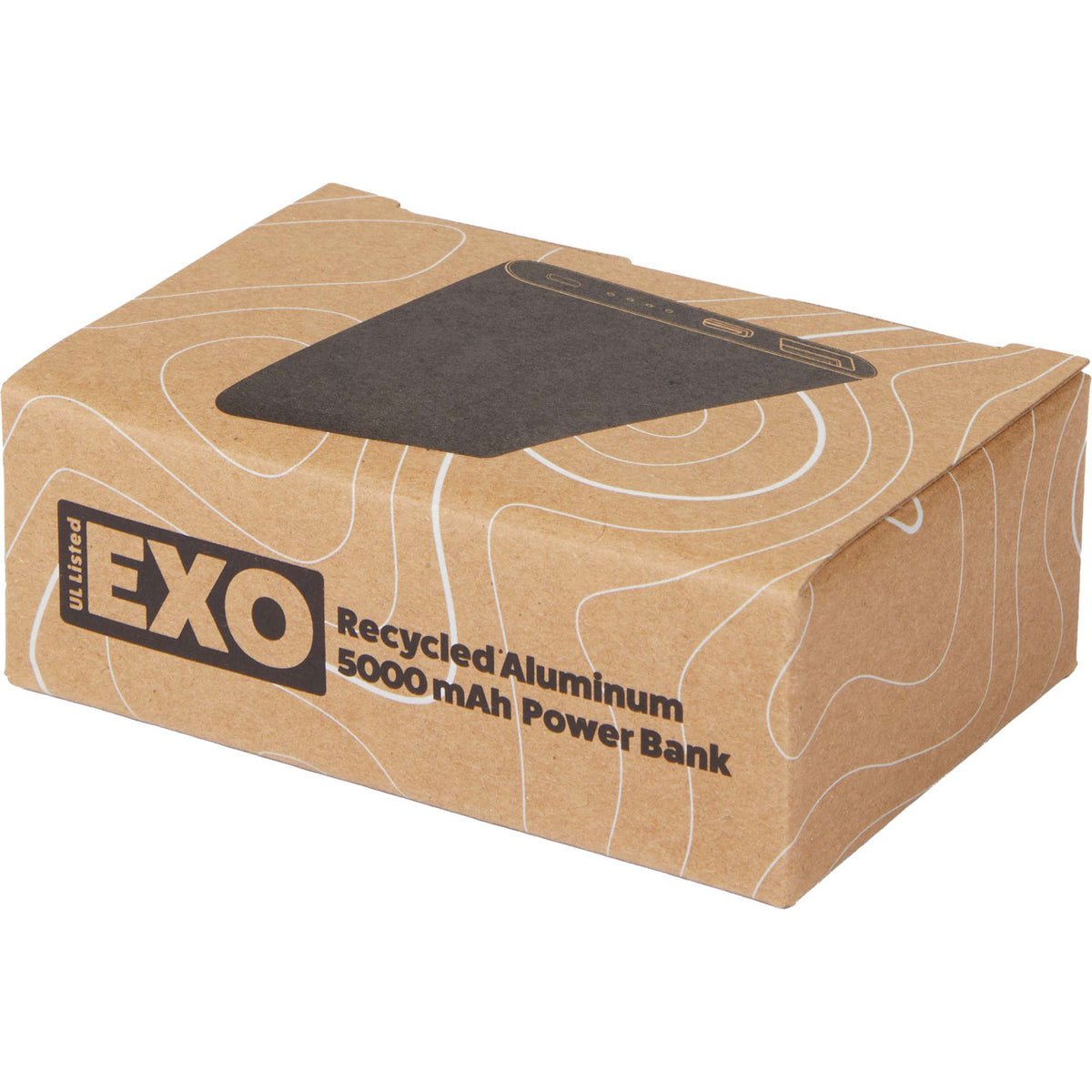 Exo Power Bank in Recycled Aluminum, 5,000 mAh Full Color - Black - Packaging 2