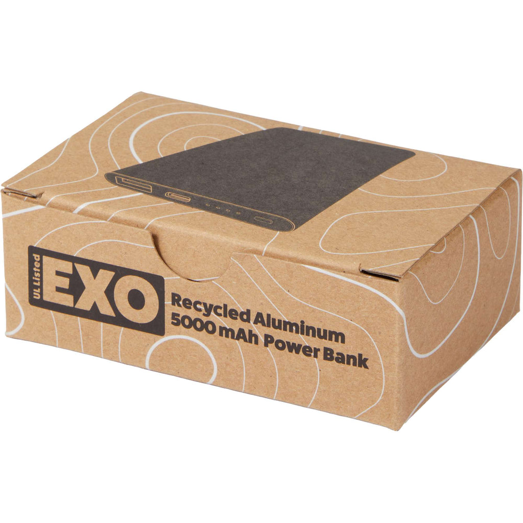 Exo Power Bank in Recycled Aluminum, 5,000 mAh Full Color - Black - Packaging