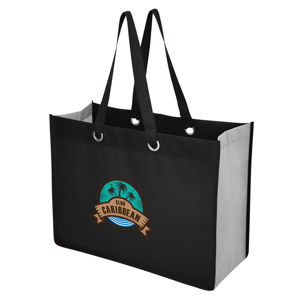 Expo Recycled Shopper Tote Bag, Non-Woven - Black - Colorbrite