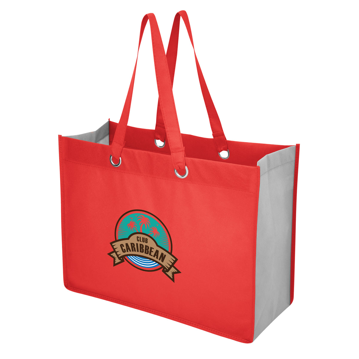 Expo Recycled Shopper Tote Bag, Non-Woven - Red - Colorbrite