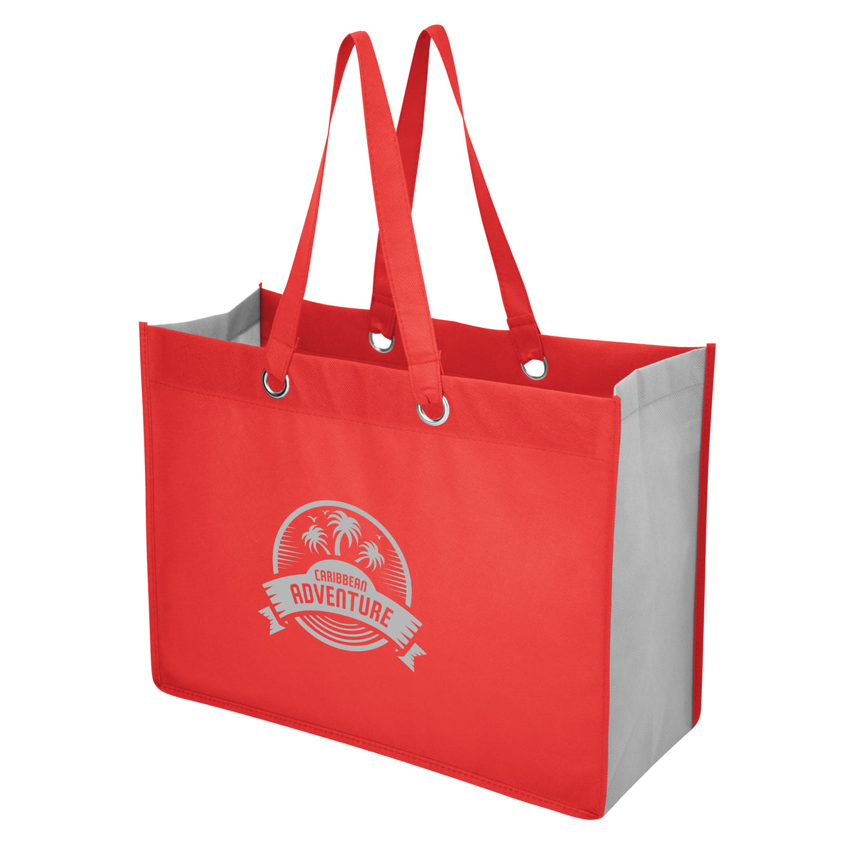 Expo Recycled Shopper Tote Bag, Non-Woven - Red - Silk Screen
