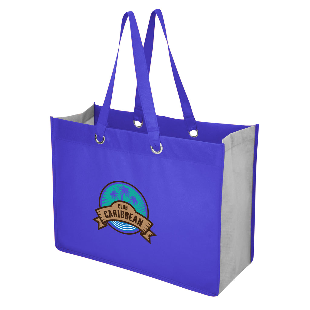 Expo Recycled Shopper Tote Bag, Non-Woven - Royal Blue - Colorbrite