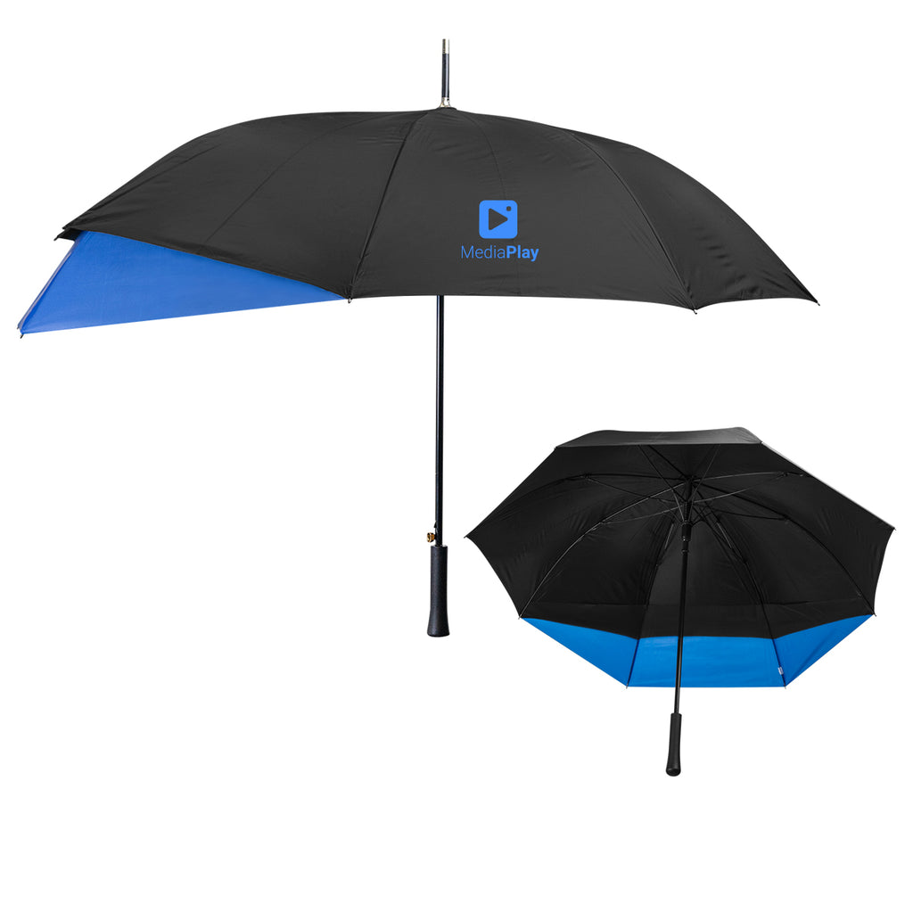Extended Coverage Umbrella, 47 Inch Arc - Black with Black - Silk Screen