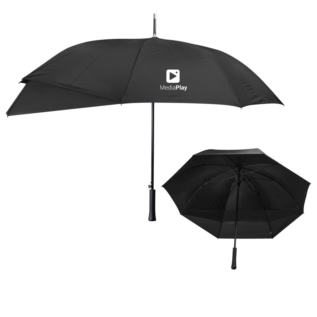 Extended Coverage Umbrella, 47 Inch Arc - Black with Black - Silk Screen
