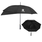 Extended Coverage Umbrella, 47 Inch Arc - Black with Black - Silk Screen