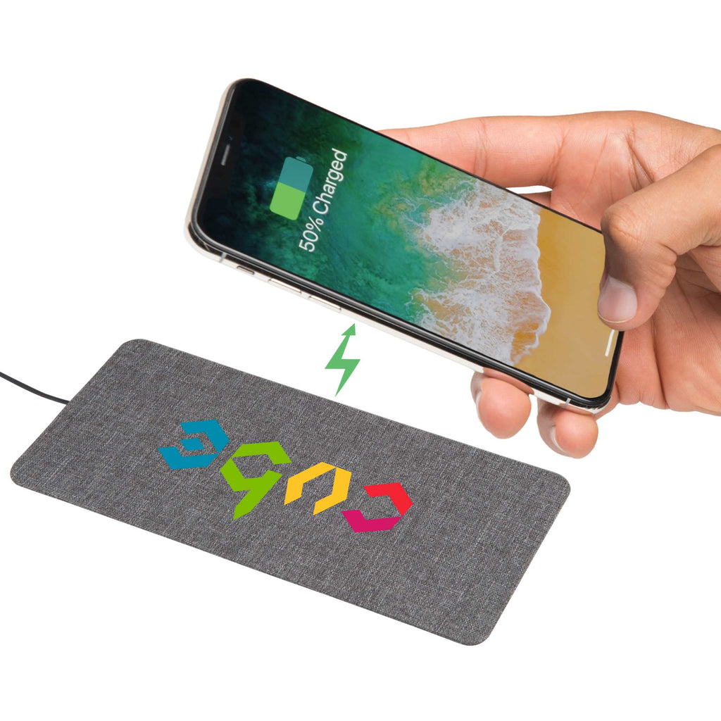 Fabric-Covered Ultra Thin Wireless Charger Transfer - Gray - Front