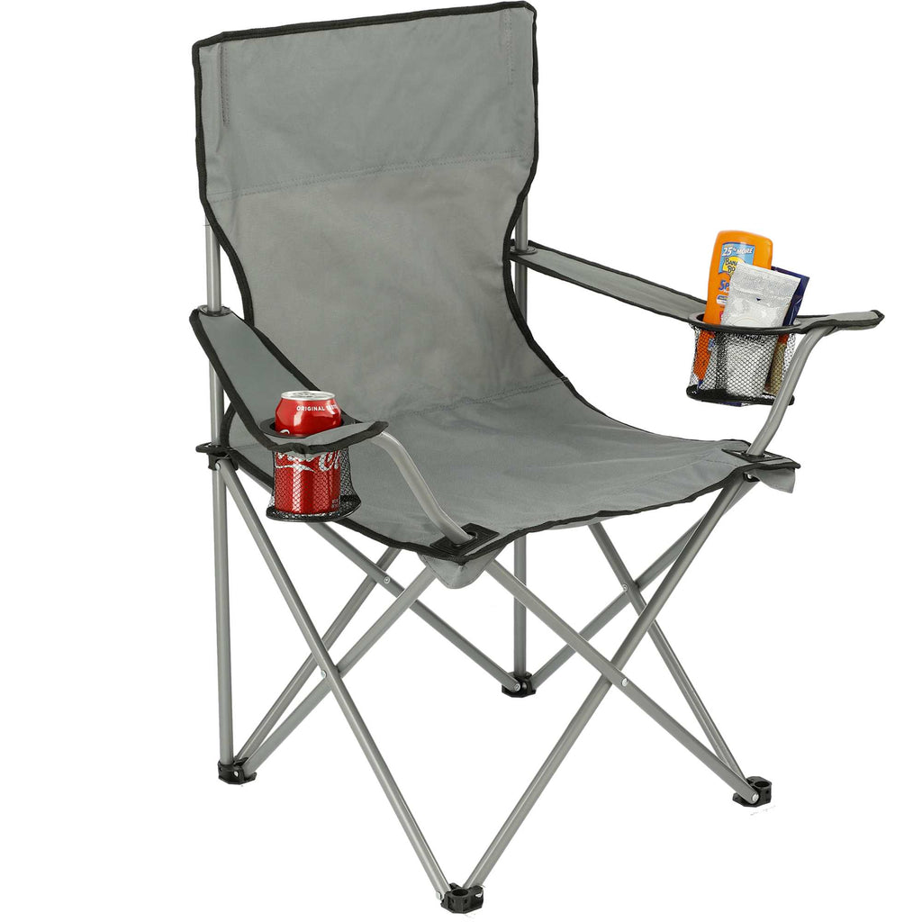 Fanatic Folding Event Chair with Cup Holders - Gray - Right Angle