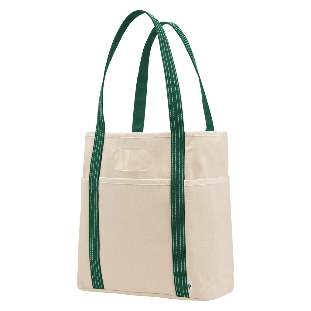 Farm Stand Cotton Canvas Dual Handle Tote, 14 oz - Forest Green - Angle
