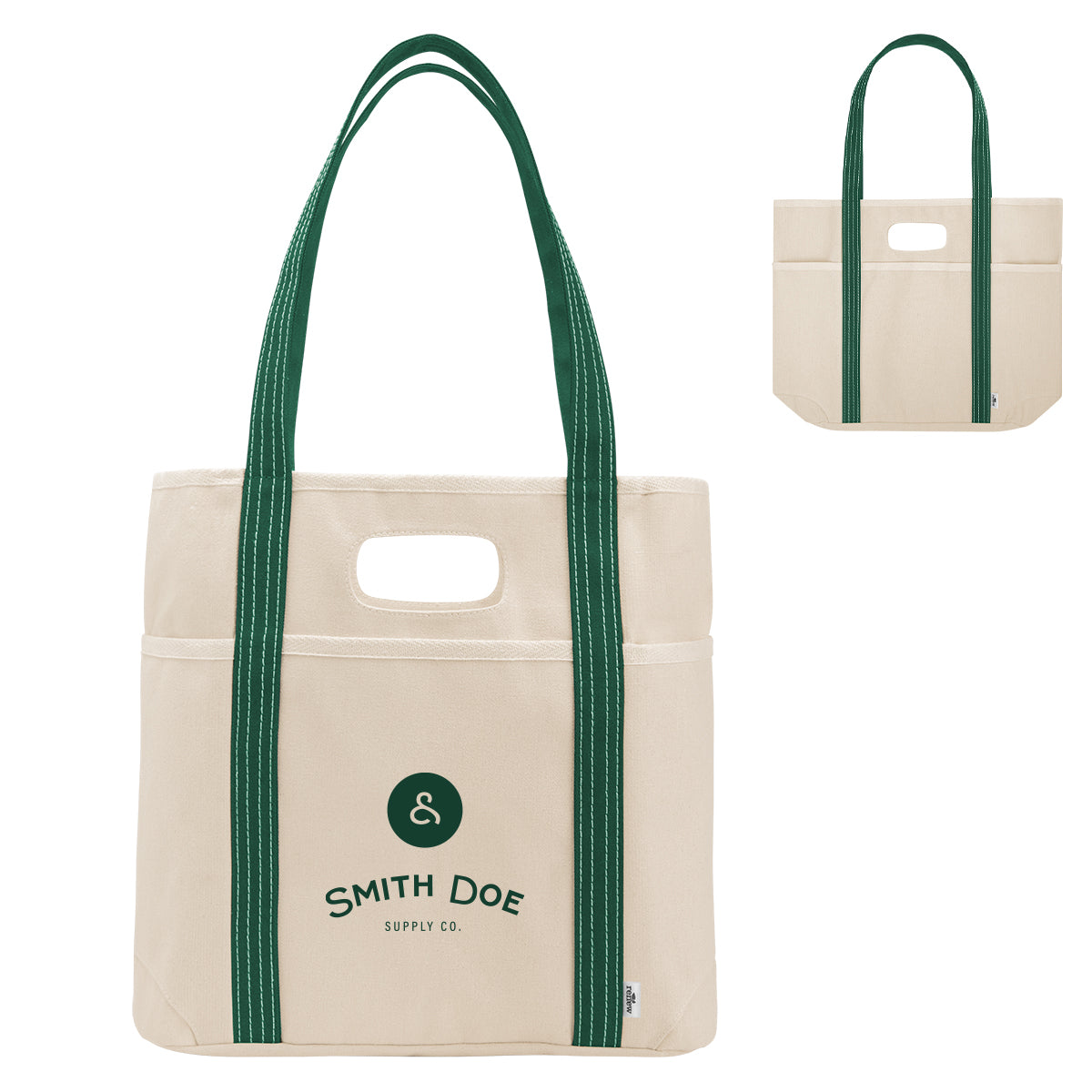 Farm Stand Cotton Canvas Dual Handle Tote, 14 oz - Forest Green - Silk Screen