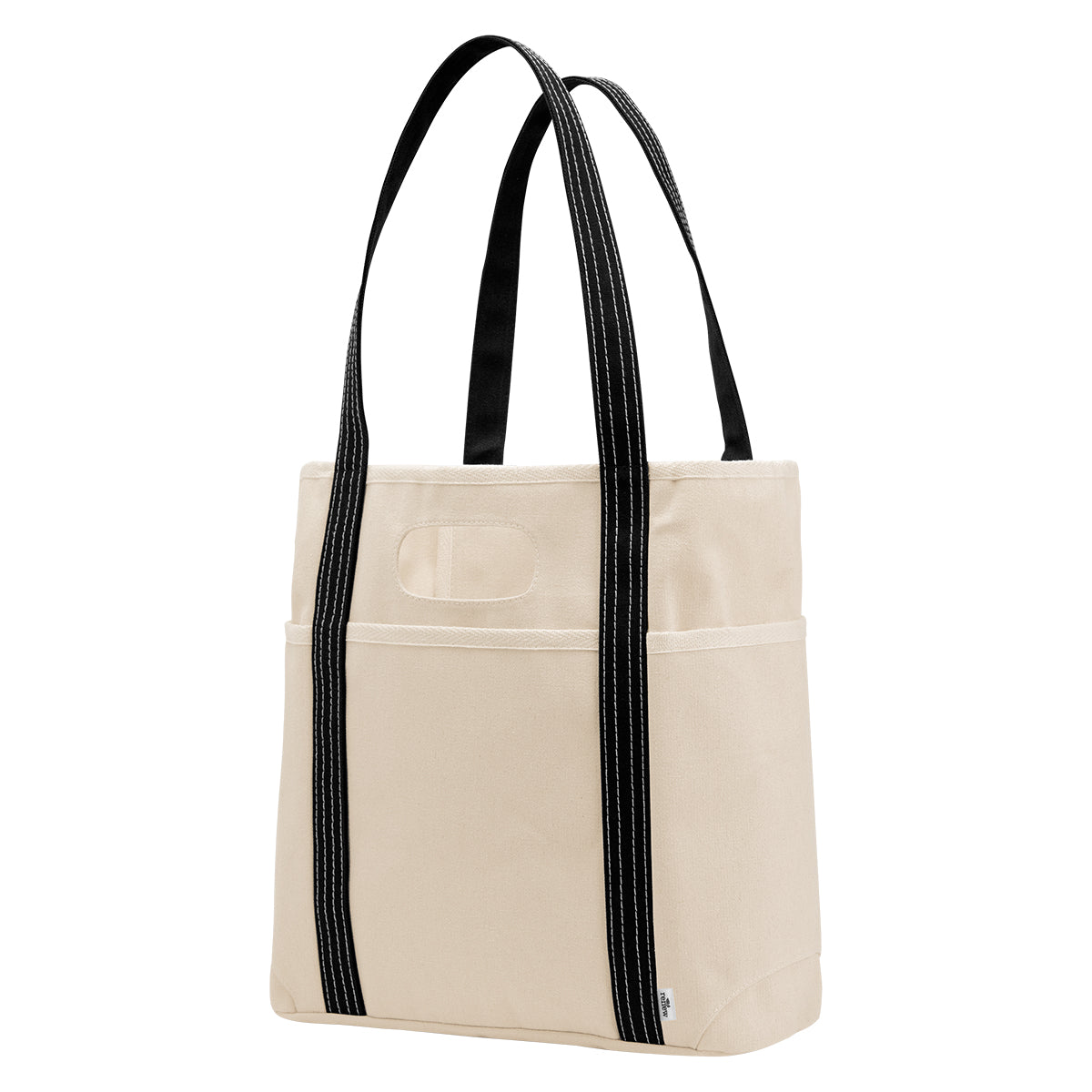Farm Stand Cotton Canvas Dual Handle Tote, 14 oz - Natural with Black - Angle