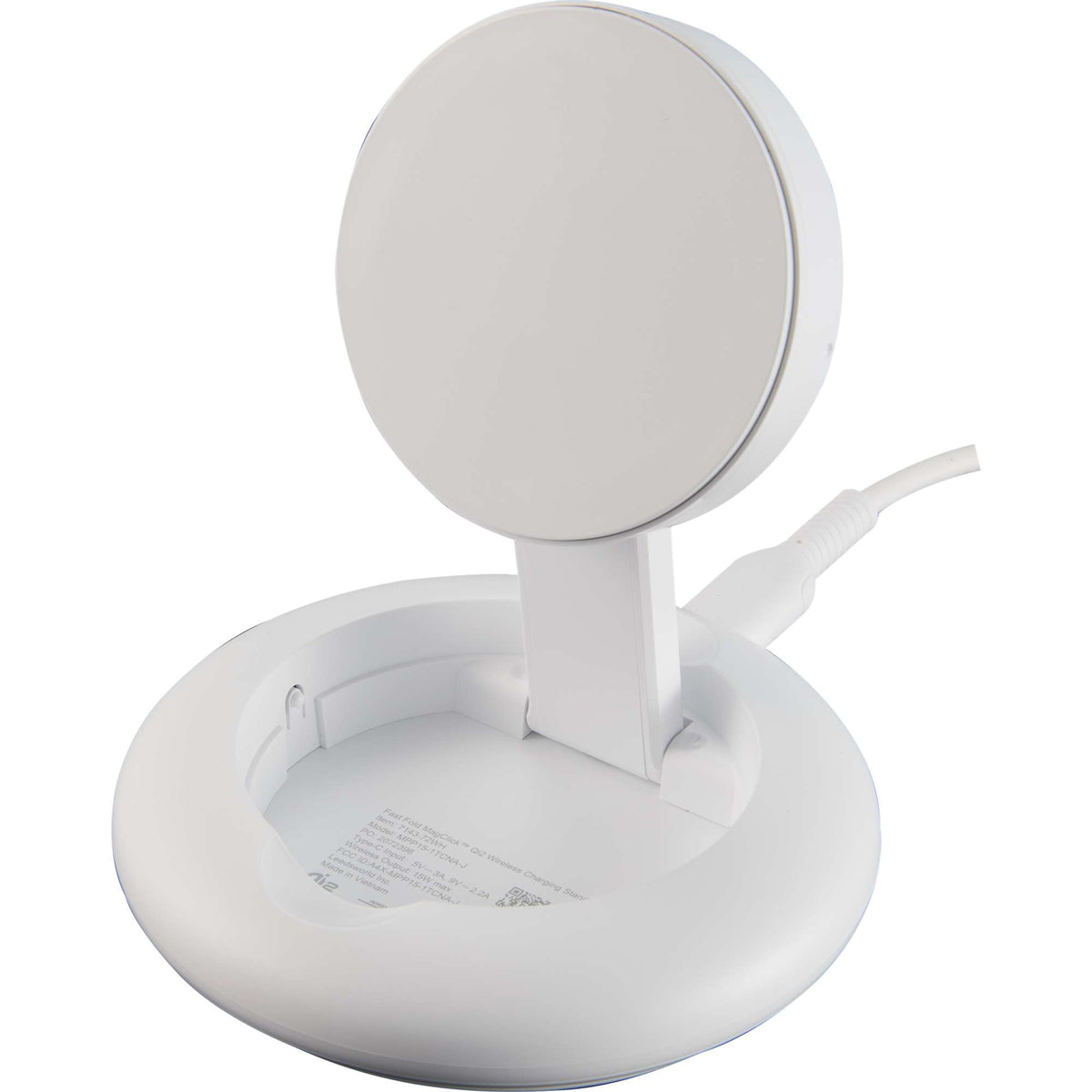 Fast Fold Qi2 Magnetic Wireless Charging Stand, 15W Full Color - White - Left Angle