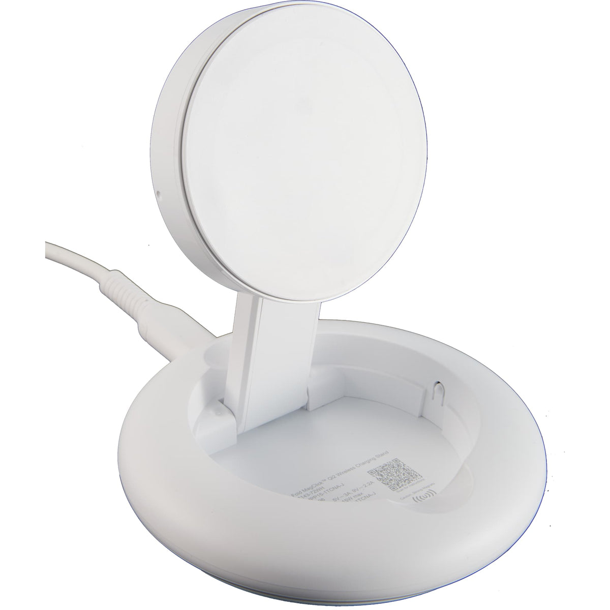 Fast Fold Qi2 Magnetic Wireless Charging Stand, 15W Full Color - White - Right Angle