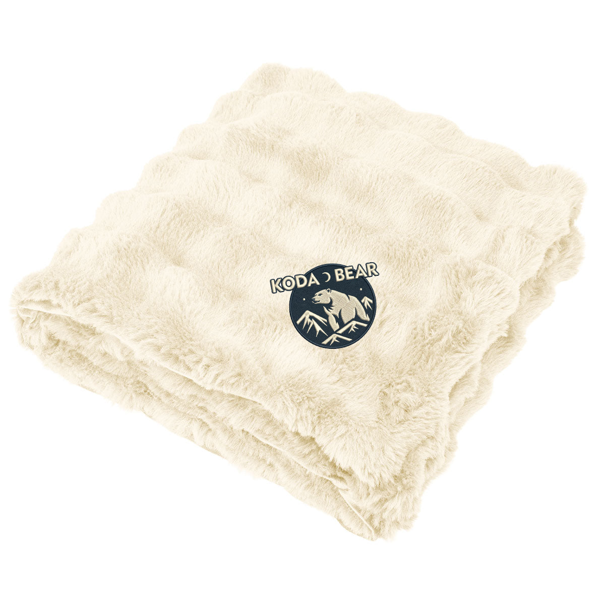 Faux Fur Bubble Blanket in Recycled PET - Cream - Embroidery