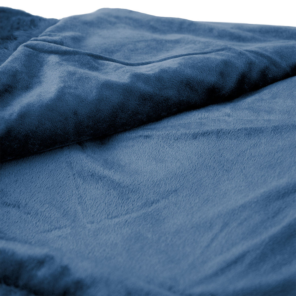 Faux Fur Bubble Blanket in Recycled PET - Navy - Inside