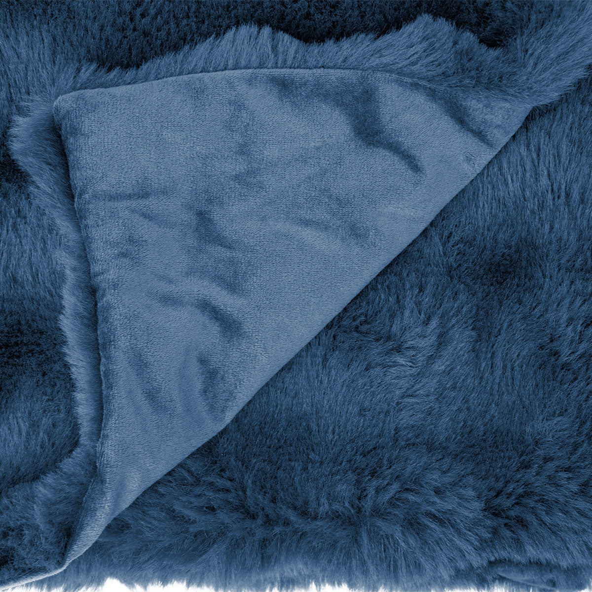 Faux Fur Bubble Blanket in Recycled PET - Navy - Texture
