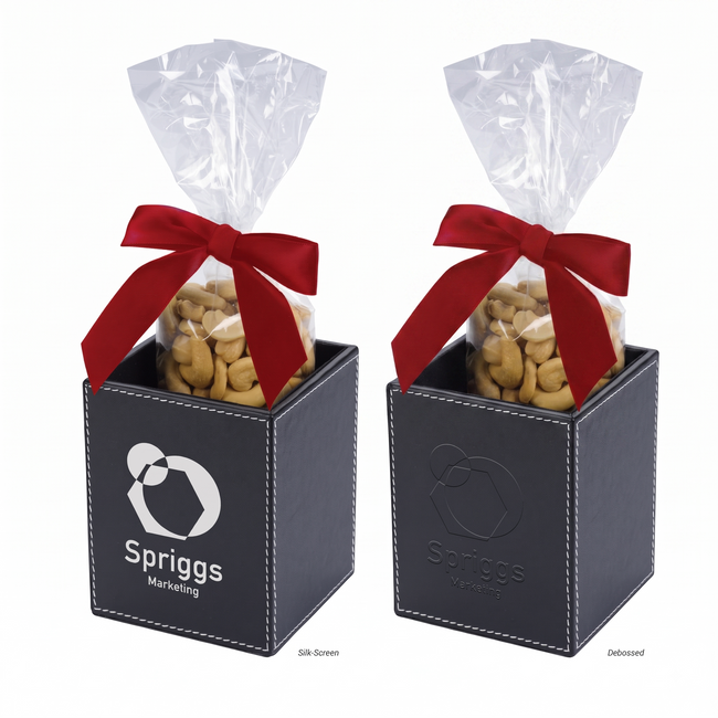 Faux Leather Pen Cup and Snack Set