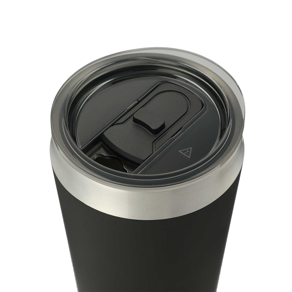 Faye Insulated Tumbler with Steel Straw, 20 oz - Black - Left Angle